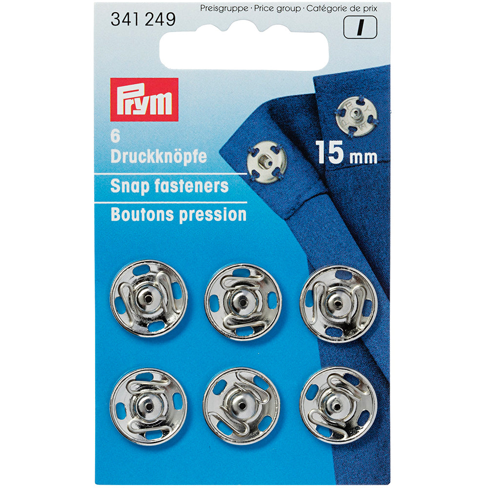Prym patentknapper 15 mm 6 stk - sølv
