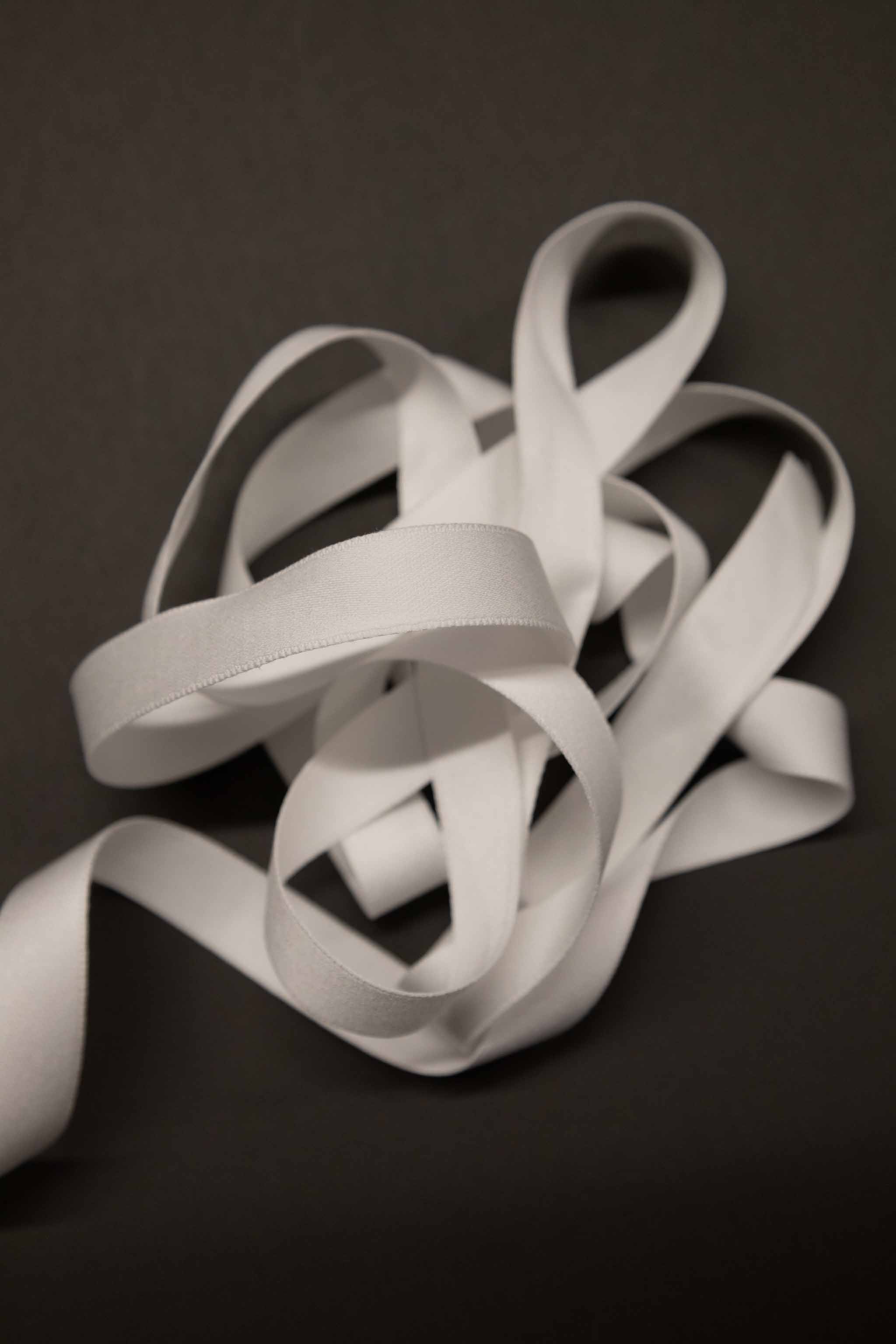 Satengbånd bomull, hvit