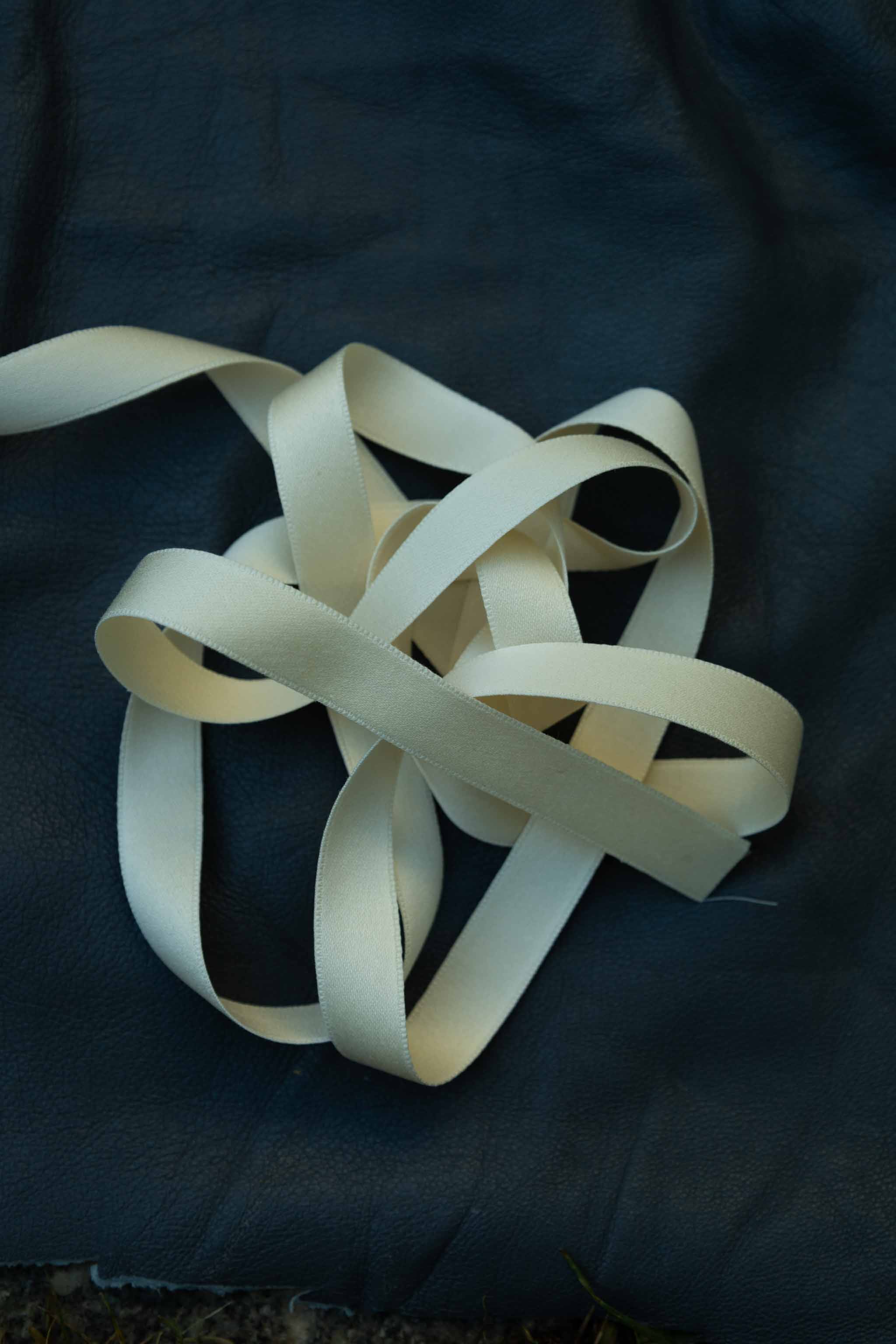 Satengbånd bomull, kremhvit