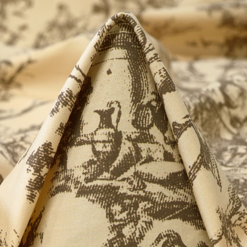 Poplin Bomull Toile de Jouy Antique White&Greige