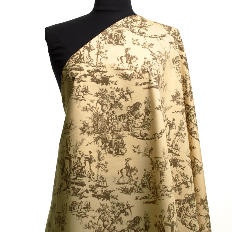 Anna mønster + Toile de Jouy i bomull grå/hvit