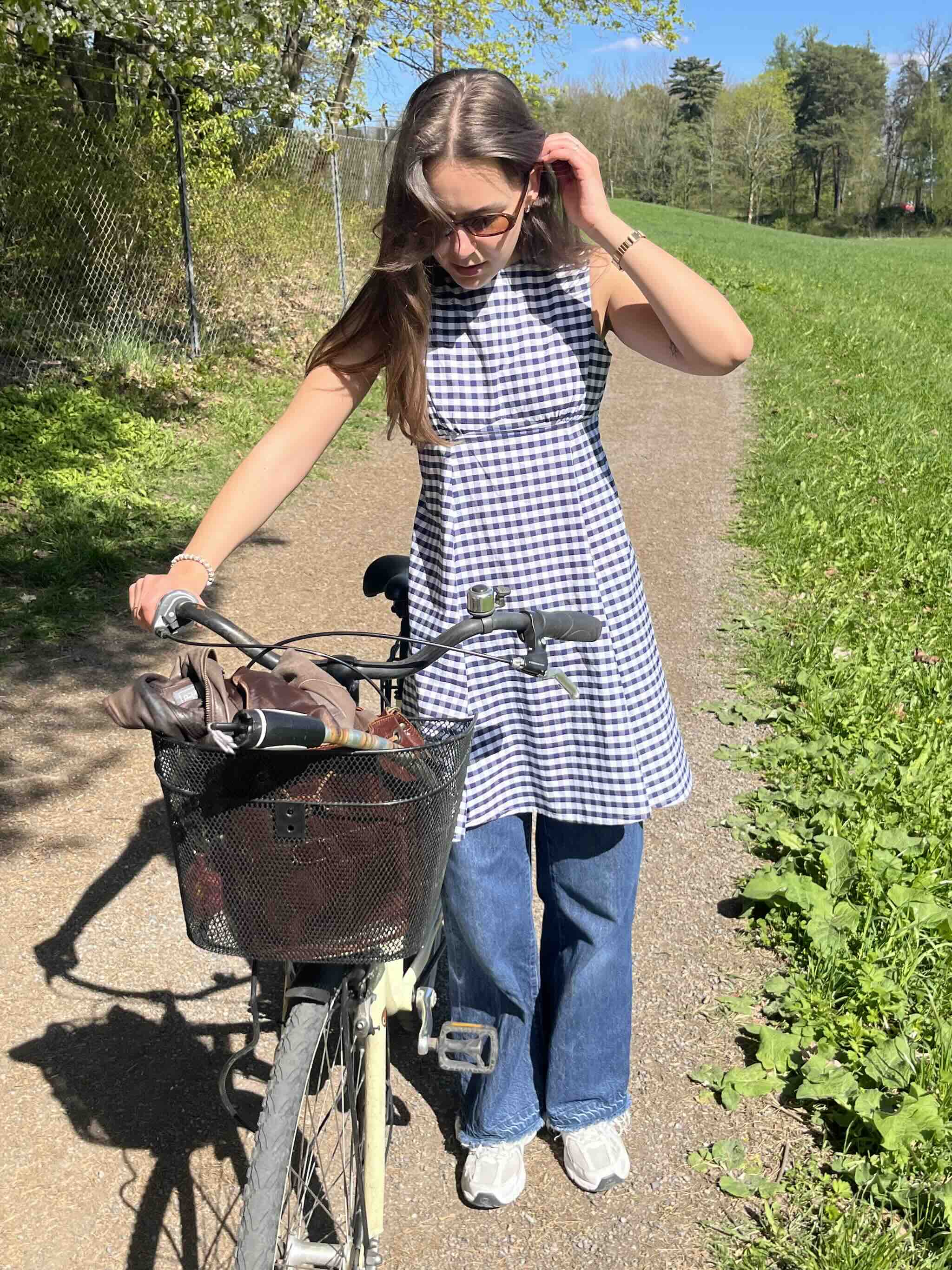 Gingham Cotton Poplin blå / hvit