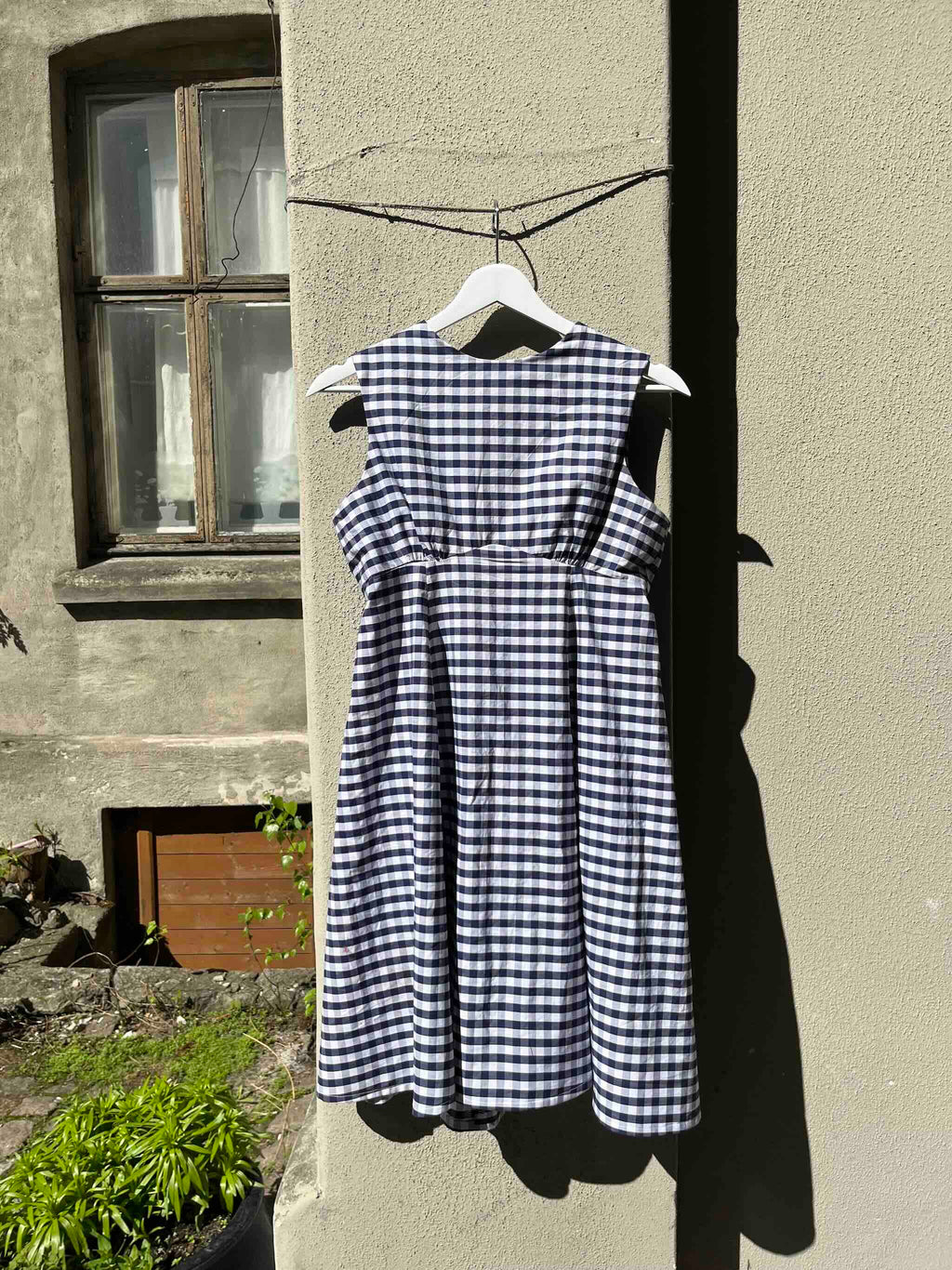 Gingham Cotton Poplin blå / hvit