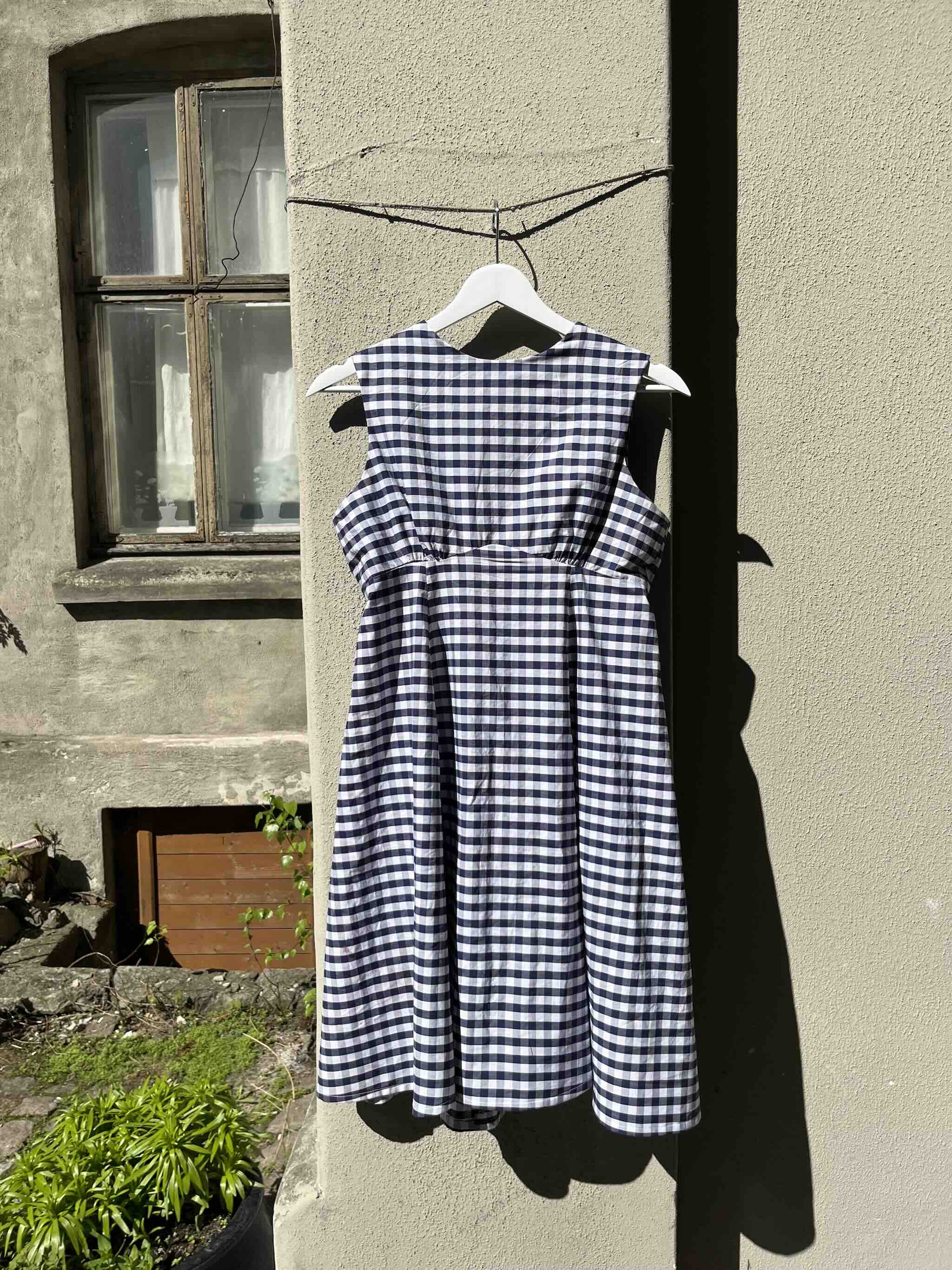 Gingham Cotton Poplin blå / hvit