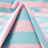 Jersey rib striper rosa/turkis