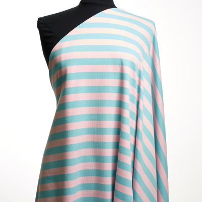 Jersey rib striper rosa/turkis
