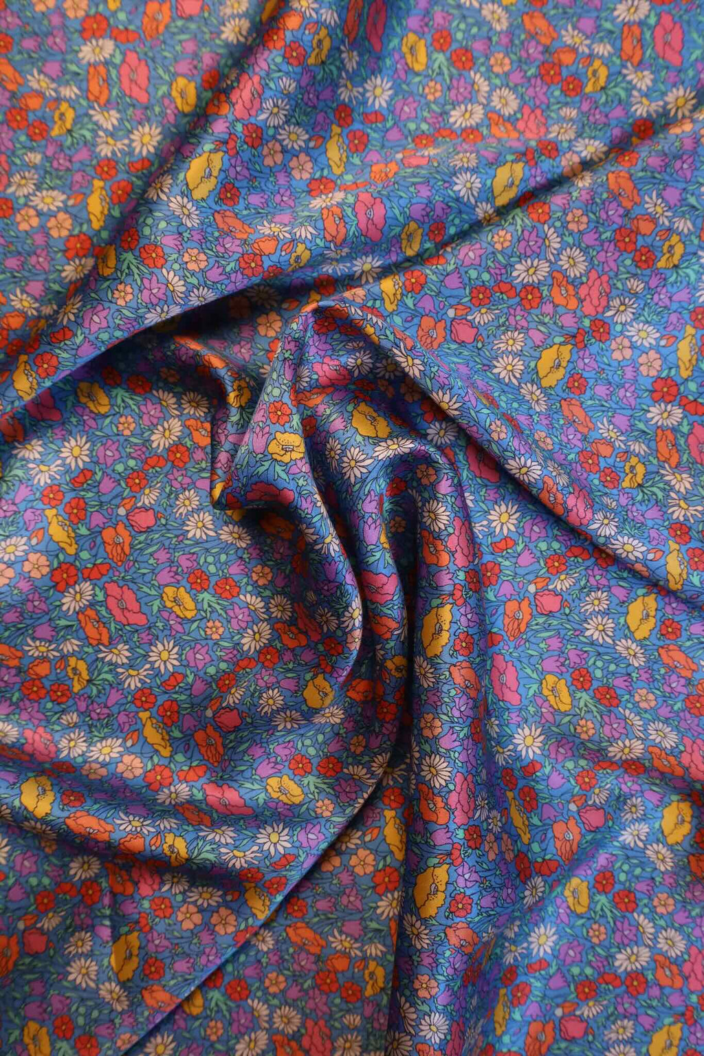 Liberty Fabrics - Poppy Park blå Silke