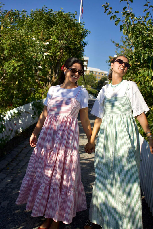 Fryd mønster + byTiMo Green stripe Seersucker