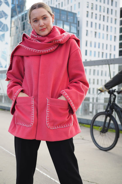 Carina - Korallrød Kasjmir og Ull