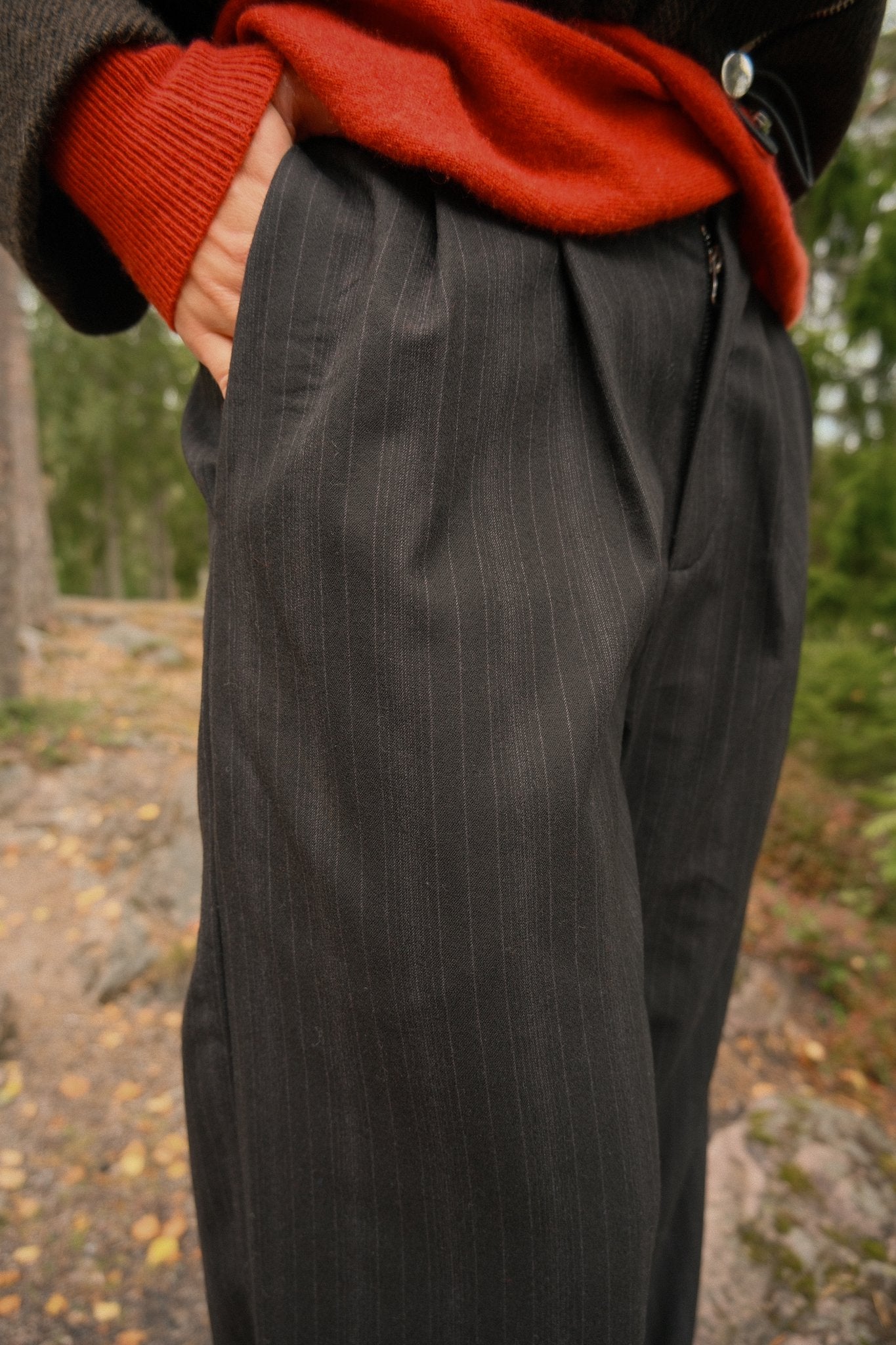 Bjørn ull - Pinstripe koks