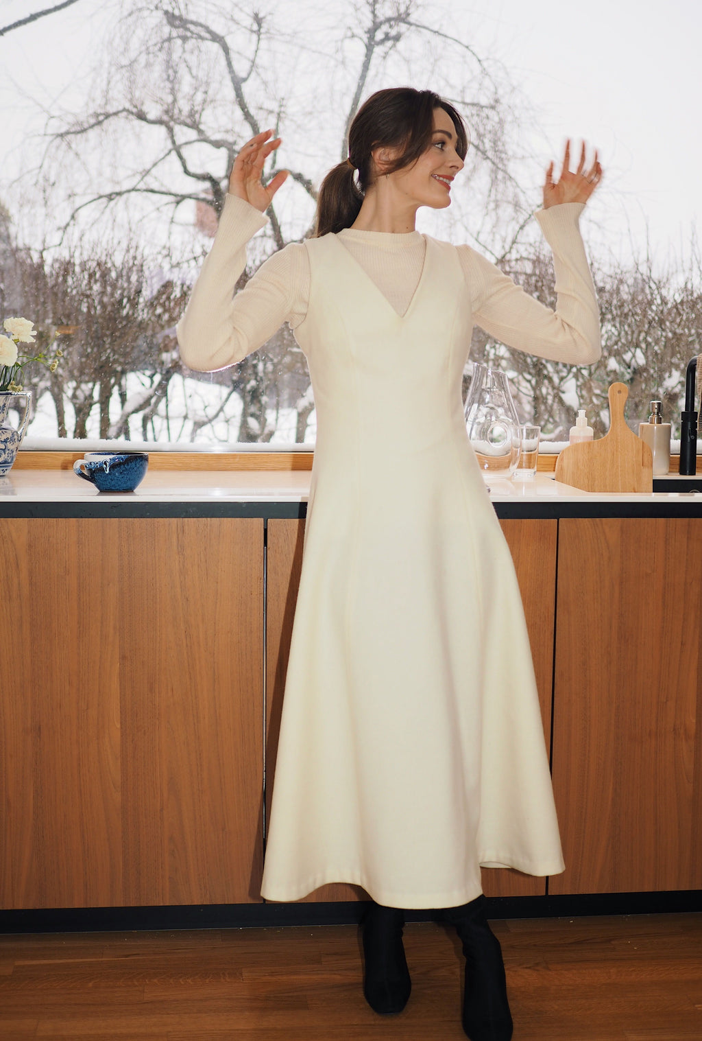 Lang Dressing med V hals uten ermer