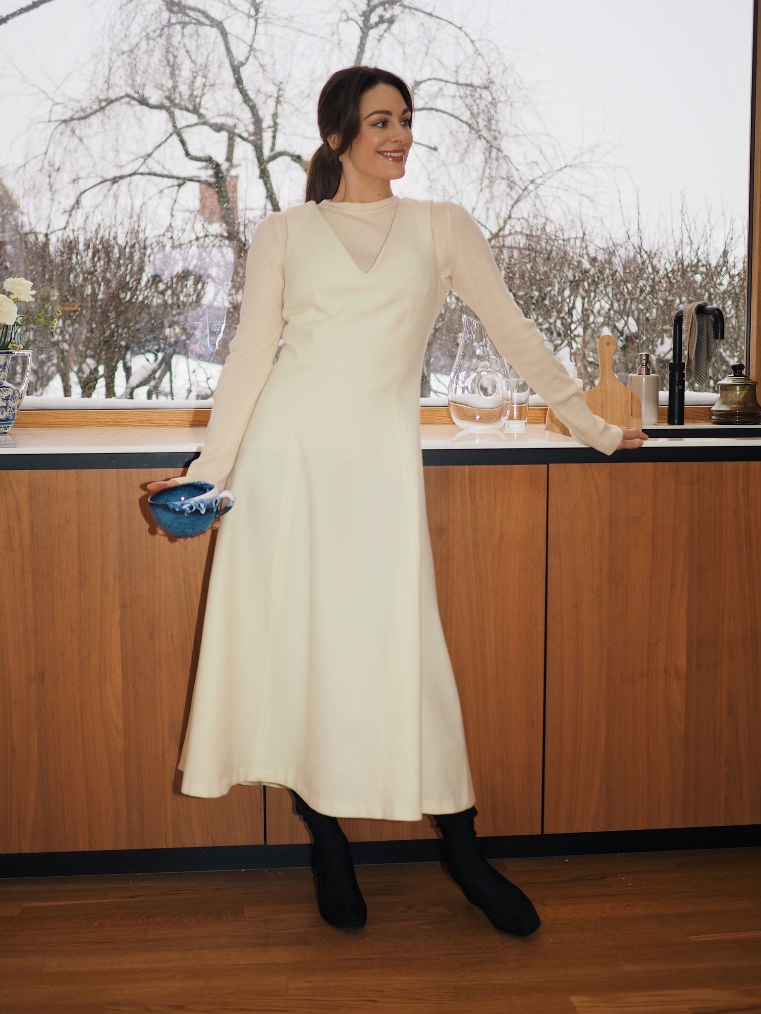 Lang Dressing med V hals uten ermer